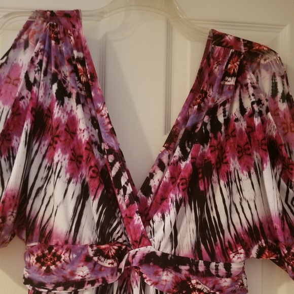 Kiyonna - Tie Dyed Cold Shoulder Maxi Dress - Sz 1 - Picture 2 of 6